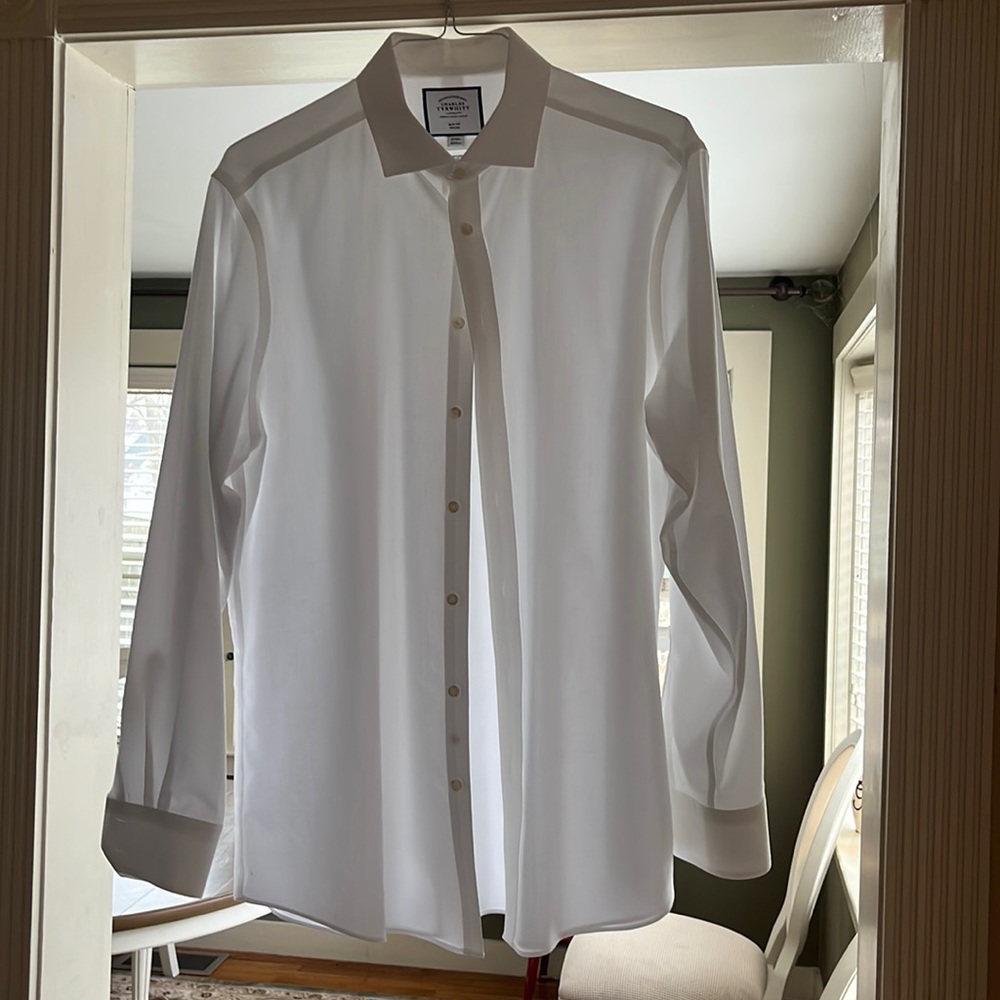White Charles Tyrwhitt Dress Shirt 17/36 Slim Fit